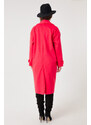 Lafaba Women's Fuchsia Ornamental Pocket Flap Stamp Coat.