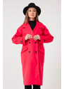 Lafaba Women's Fuchsia Ornamental Pocket Flap Stamp Coat.