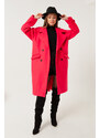 Lafaba Women's Fuchsia Ornamental Pocket Flap Stamp Coat.