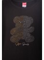 JOYCE Dívčí souprava s koženými legínami "GLITTER TEDDY SET"/Černá, růžová