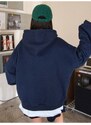 Know Women's Navy Blue Oversize Nice Printed Sweatshirt