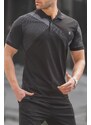 Madmext Black Patterned Polo Neck Men's T-Shirt 6081