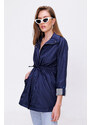 Bigdart 10322 Trench Coat with Gathered Waist - Navy