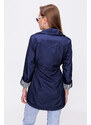 Bigdart 10322 Trench Coat with Gathered Waist - Navy