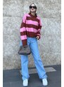 Madmext Pink Patterned Oversize Sweater