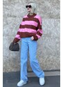 Madmext Pink Patterned Oversize Sweater