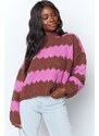 Madmext Pink Patterned Oversize Sweater