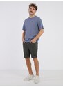 Modré pánské žíhané basic tričko Jack & Jones Organic - Pánské