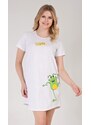 Vienetta Dámská noční košile s krátkým rukávem Frog - světle šedá