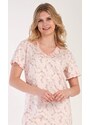 Vienetta Dámská noční košile s krátkým rukávem Kateřina - světle meruňková