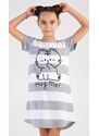 Vienetta Secret Dětská noční košile s krátkým rukávem Kotě - šedá