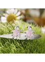 Stříbrné náušnice ve tvaru želviček zdobené růžovými zirkony - Meucci SYE110