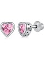 Stříbrné srdcové náušnice s růžovými zirkony - Meucci SYE131