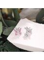 Stříbrné náušnice s růžovými zirkony ve tvaru motýlků - Meucci SYE132