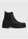 Kožené boty Calvin Klein CHELSEA BOOT RUB pánské, černá barva, HM0HM01252