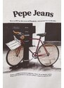 Bavlněné tričko s dlouhým rukávem Pepe Jeans Kenzie béžová barva, s potiskem