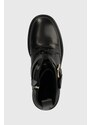 Kožené kotníkové boty Tommy Hilfiger TOMMY BELT LEATHER BOOT dámské, černá barva, na podpatku, FW0FW07526
