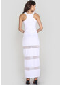 NoName 001 Dámské šaty dlouhé bílé průsvitné pásy