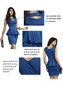 Koktejlové šaty modré peplum