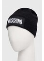 Kašmírová čepice Moschino černá barva, vlněná