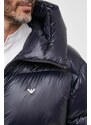 Péřová bunda Emporio Armani pánská, tmavomodrá barva, zimní