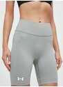 Tréninkové šortky Under Armour zelená barva, hladké, high waist, 1379151