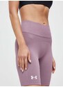 Tréninkové šortky Under Armour fialová barva, hladké, high waist, 1379151