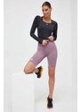 Tréninkové šortky Under Armour fialová barva, hladké, high waist, 1379151