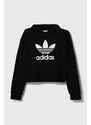 Dětská mikina adidas Originals černá barva, s kapucí, s potiskem