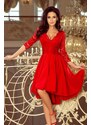 Numoco Krajkové šaty s asymetrickou sukní červené