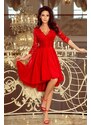 Numoco Krajkové šaty s asymetrickou sukní červené