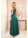 Numoco Elegantní maxi šaty s pruhy, zelená