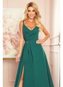 Numoco Elegantní maxi šaty s pruhy, zelená