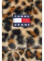 Bunda Tommy Jeans dámská, béžová barva, zimní, oversize