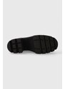Kožené kotníkové boty Calvin Klein Jeans CHUNKY HEELED CHELSEA BOOT LTH dámské, černá barva, na podpatku, YW0YW01112
