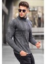 Madmext Anthracite Patterned Turtleneck Knitwear Sweater 5769