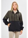 River Club Women's Khaki-Black Two-tone Lined Water And Windproof Hooded Raincoat With Pocket.