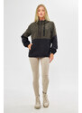 River Club Women's Khaki-Black Two-tone Lined Water And Windproof Hooded Raincoat With Pocket.