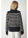 Happiness İstanbul Women's Black Striped Knitwear Sweater