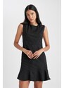 DEFACTO A Line Round Collar Sleeveless Mini Short Sleeve Woven Dress