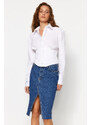 Trendyol X Sagaza Studio Blue Double Belt Detail Denim Skirt