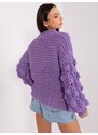 Fashionhunters Fialový oversize svetr s nabíranými rukávy