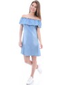 Bigdart 1481 Off Shoulder Denim Dress - Light Blue