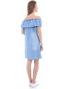 Bigdart 1481 Off Shoulder Denim Dress - Light Blue