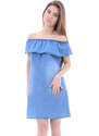 Bigdart 1481 Off Shoulder Jeans Dress - Blue