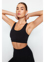 Trendyol Black Medium Support/Shaping Back Pocket Detail Knitted Sports Bra