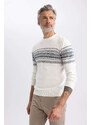 DEFACTO Pletený svetr s kulatým výstřihem Standard Fit