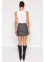 Trendyol Black Button Detailed Tweed Fabric Mini Woven Skirt