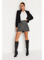 Trendyol Black Button Detailed Tweed Fabric Mini Woven Skirt