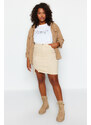 Trendyol Curve Beige A-line Denim Skirt